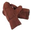 URSFUR Unisex Winter Sheepskin Mittens Wool Lining - Brown view 1