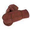 URSFUR Unisex Winter Sheepskin Mittens Wool Lining - Brown view 4