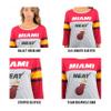 Ultra Game NBA Official Women's Raglan Baseball 3/4 Long Sleeve Shirt, Miami Heat, Team Color, Small view 3