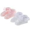 EPEIUS Baby-Girls Eyelet Frilly Lace Socks Infant Girl Princess Ankle Socks White Pink (Pack of 2) 6-12 Months view 1