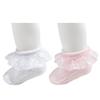 EPEIUS Baby-Girls Eyelet Frilly Lace Socks Infant Girl Princess Ankle Socks White Pink (Pack of 2) 6-12 Months view 2