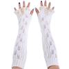LerBen Womens Lace Knitted Fingerless Warm Gloves Long Arm Warmer Thumb Hole Mitten view 1