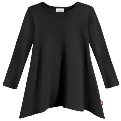 City Threads Sharkbite Shark Bite Girls Long Sleeve Tshirt Dress - Casual Everyday Cute Top Tunic Blouse Soft Natural Cotton Perfect for Sensitive Skin SPD Sensory Friendly, Black, 6