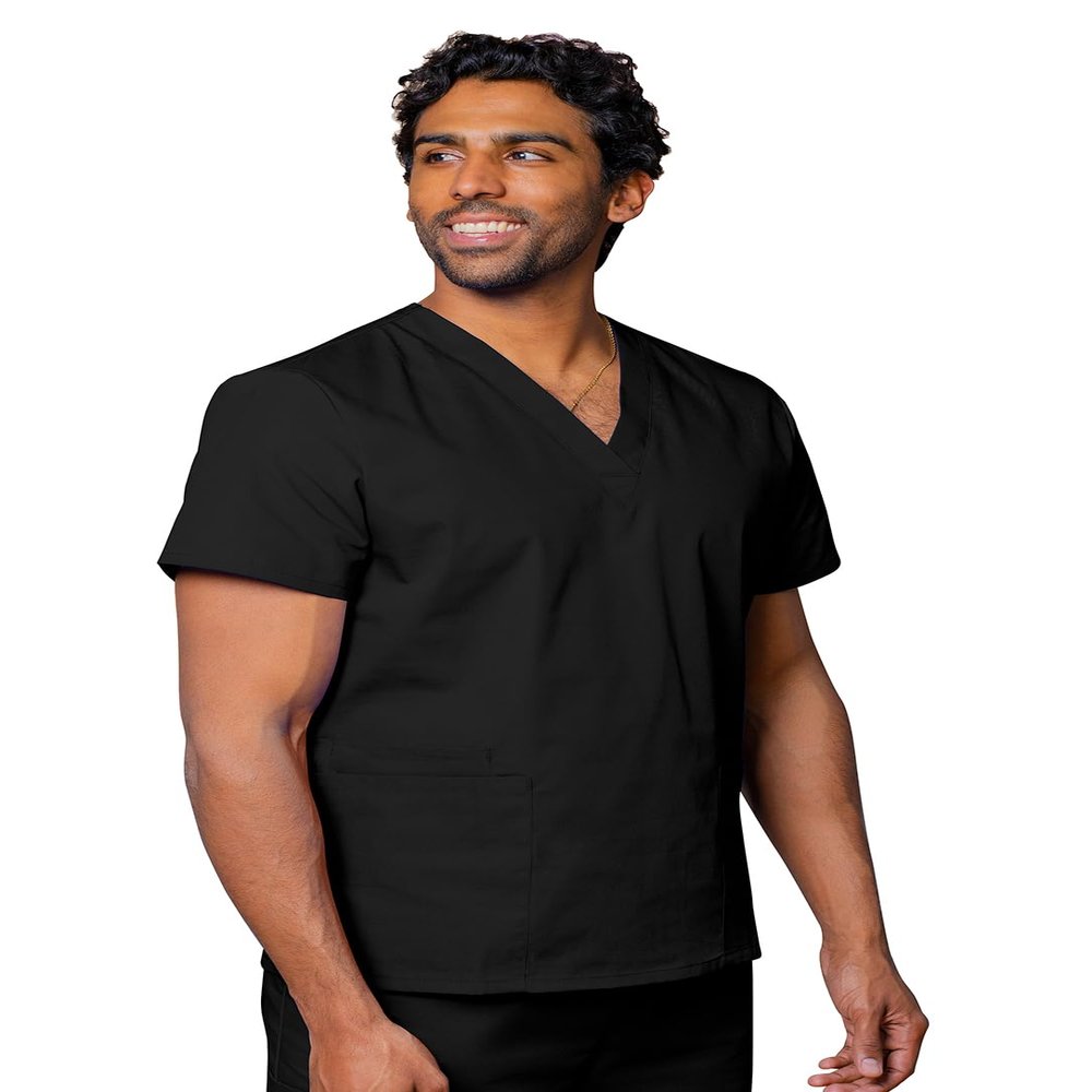 Adar Uniforms Universal Unisex Scrubs - V-Neck Top - 2600 - Black - XXS