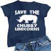 Go All Out XX-Large Navy Womens Save The Chubby Unicorns Funny Rhino T-Shirt view 1
