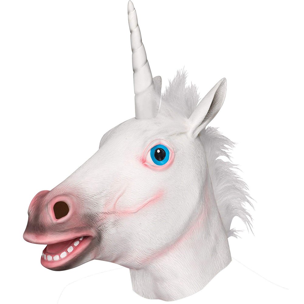 Fun World Unisex-Adult's Unicorn Costume Latex Mask, White, Standard