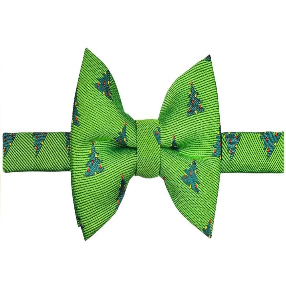 Retreez Delightful Christmas Tree Pattern Woven Microfiber Pre-tied Boy's Bow Tie - Green - 6-18 months