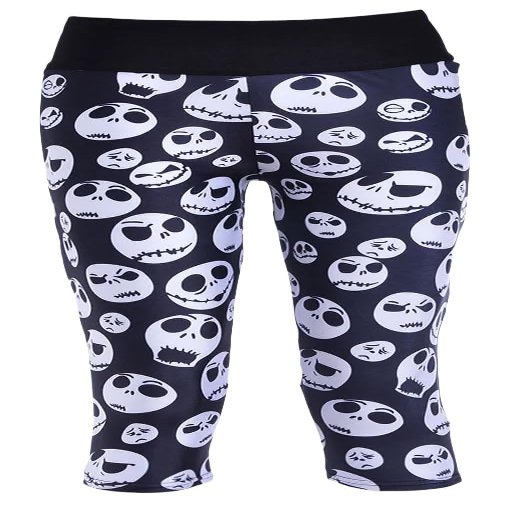 Sister Amy Women's 3D Digital Print Workout Running Capri Pants Crop Leggings Skulls US XXL