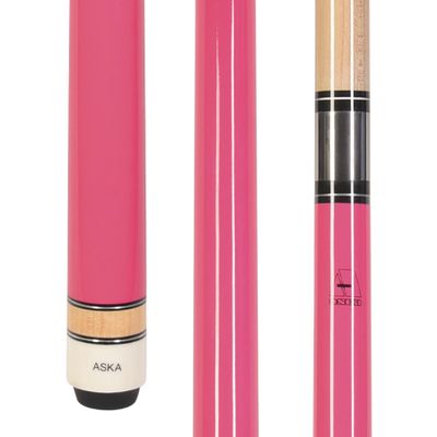 ASKA L3 No Wrap Pool Cue Stick, 58" Hard Rock Canadian Maple, 13mm Hard Tip, 5/16x18 Stainless Steel Joint (19-Ounce, Pink)