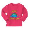 Haase Unlimited Happy Hanukkah - Dinosaur Menorah Long Sleeve Toddler Cotton Jersey Shirt (Pink, 3T) view 1