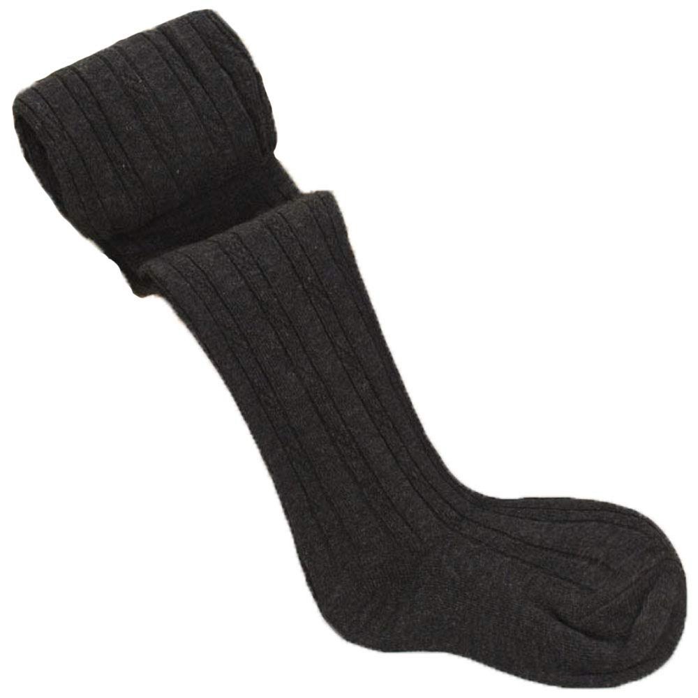 Monvecle Girls' Thick Cotton Stockings Socks Stretch Cable Knit Footed Tights Charcoal 6-8