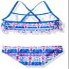 Kanu Surf Girls' Toddler Kayla Fringe Bikini Swimsuit, Pink/Blue, 2T view 2
