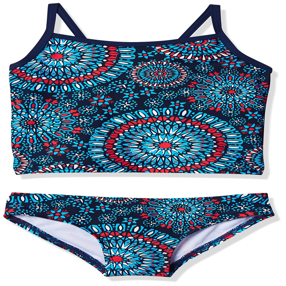 Kanu Surf Girls' Toddler Melanie Tankini Swimsuit, Red/White/Blue, 4T