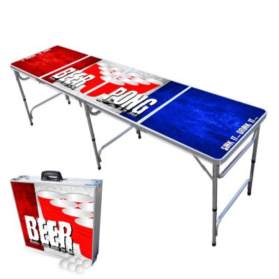 PartyPong 8 Foot Folding Portable Beer Pong Table w/ (6) Beer Pong Balls - Beer Pong Edition