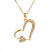 24K Gold Plated Rhinestone Crystals Heart Pendant Necklace for Valentine's Day Gift view 1
