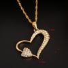 24K Gold Plated Rhinestone Crystals Heart Pendant Necklace for Valentine's Day Gift view 2