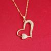 24K Gold Plated Rhinestone Crystals Heart Pendant Necklace for Valentine's Day Gift view 3