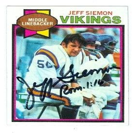 Sports Memorabilia Jeff Siemon Autographed Football Card (Minnesota Vikings) 1979 Topps No.378