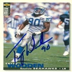 Sports Memorabilia Terry Wooden Autographed Football Card (Seattle Seahawks) 1995 Upper Deck No.316