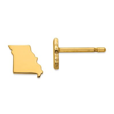 14K Yellow GoldY MO Small State Earring