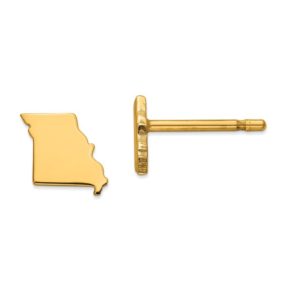14K Yellow GoldY MO Small State Earring