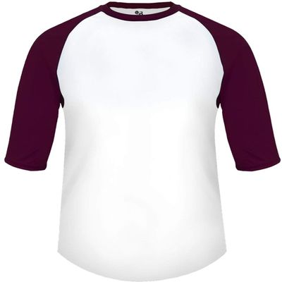 Badger Sports B-Baseball Youth Tee White/Maroon Large