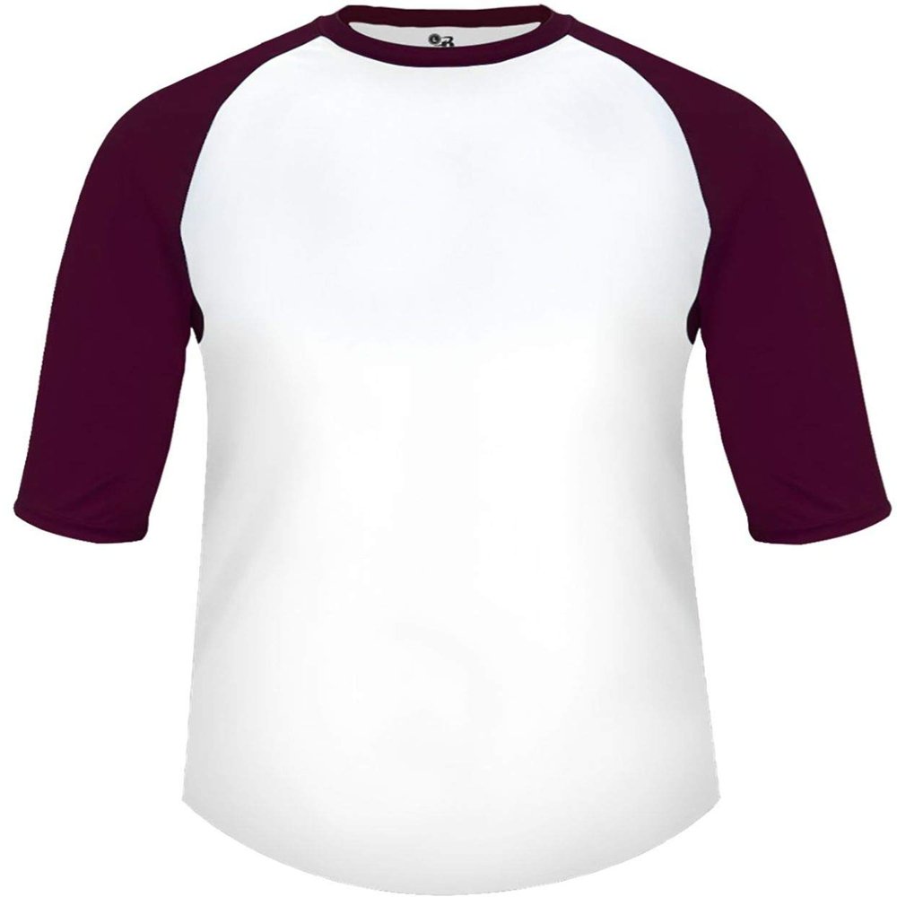 Badger Sports B-Baseball Youth Tee White/Maroon Large