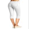 Hybrid & Company Women's Ultra Stretch Mid Rise Skinny Capri Pants with Pockets Q44876 NW White Small view 2