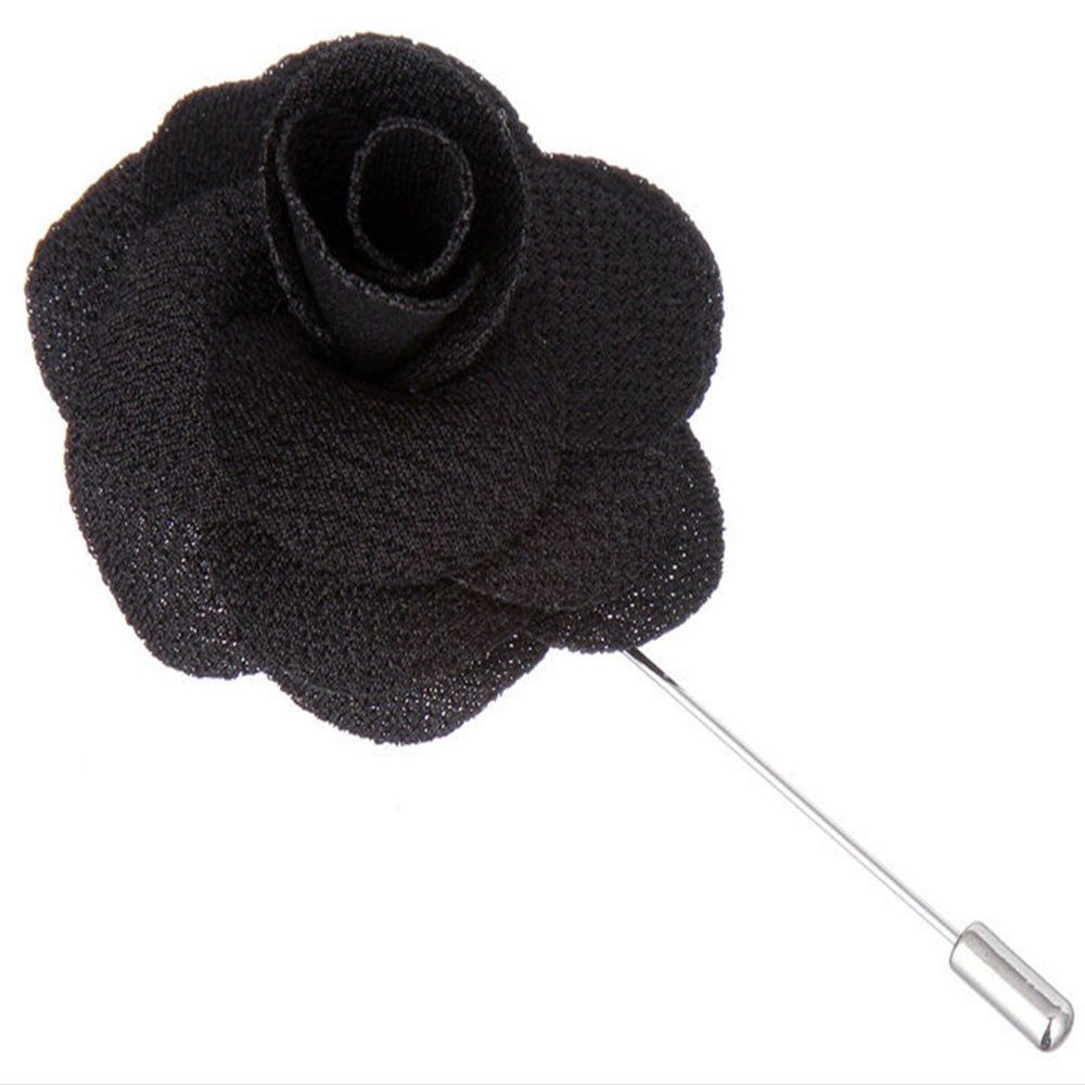 Flairs New York Gentleman's Essentials Premium Handmade Flower Lapel Pin Boutonniere (Pack of 1 Pin, Midnight Black Begonia)