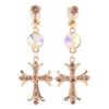 Long Cross Clip on Earrings No Pierced for Women Fashion Gold Plated Earrings (Multicolor) view 1