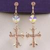 Long Cross Clip on Earrings No Pierced for Women Fashion Gold Plated Earrings (Multicolor) view 4