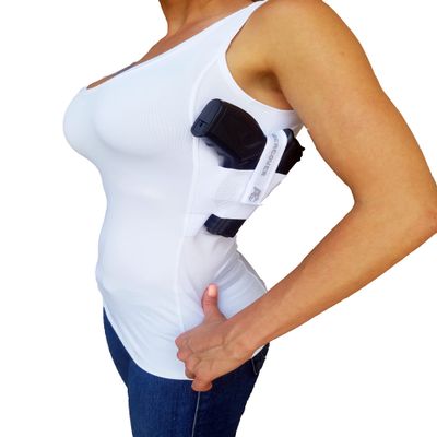 AC Undercover Women's Concealed Carry Tank Top - Compression Clothing with Holster - Stylish and Secure Gun Holster Shirt for Women - Tactical and Everyday Use - Size Small, 1 Pack, White