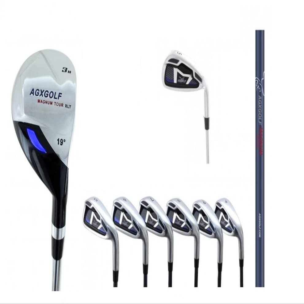 AGXGOLF Ladies Right Hand Petite Length Magnum Graphite Irons Set #3 Hybrid + 5-9 Irons+ Pitching Wedge: US Built