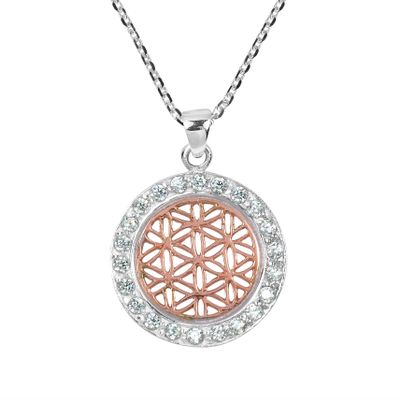 AeraVida Flower of Life Rose Gold Over Silver .925 Sterling Silver Pendant Necklace | Flower of Life Pendant Sterling Silver | Linked Chain Necklaces for Women