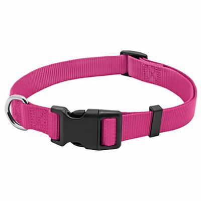 WESTMINSTER PET PRODUCTS Adjustable Nylon Dog Collar with Quad Lock Buckle, Pink, 1" x 18-26"