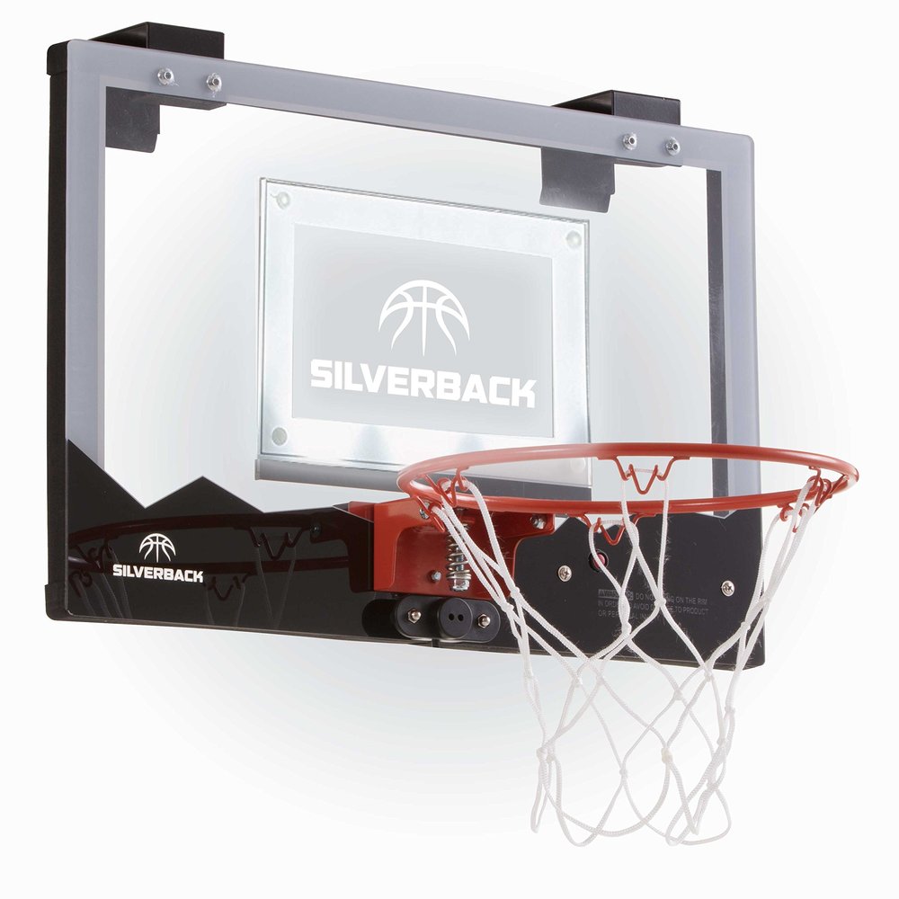 Silverback 23" LED Light-Up Over the Door Mini Basketball Hoop Includes Mini Basketball and Air Pump , Black