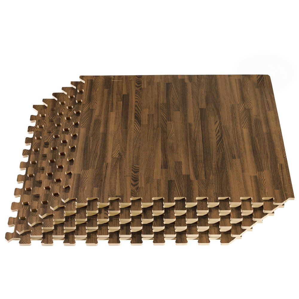Forest Floor 3/8 Inch Thick Printed Foam Tiles, Premium Wood Grain Interlocking Foam Floor Mats, Anti-Fatigue Flooring  Stylish Flooring Solution, Walnut, 48 Sq Ft