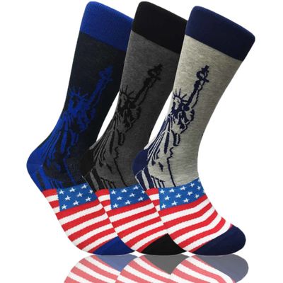 COUVER Mens Funny Novelty Crew Socks Casual Patterned 3 Pair Bundle Lady Liberty
