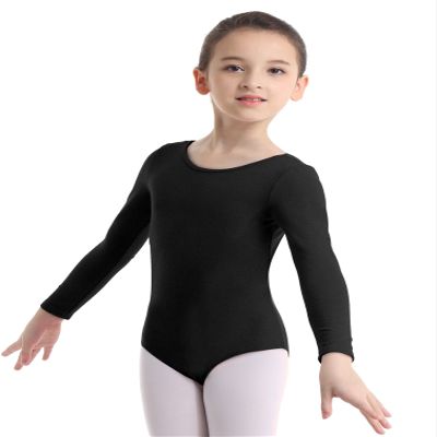 TiaoBug Kids Girls Classic Long Sleeves Gymnastics Leotard Mock Neck Ballet Dance Bodysuit Dancewear Activewear Black 3