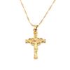 24K Gold Classical Catholic Church Jesus Cross Necklace Religion Crucifix Pendant Jewelry view 1