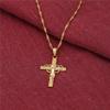 24K Gold Classical Catholic Church Jesus Cross Necklace Religion Crucifix Pendant Jewelry view 3