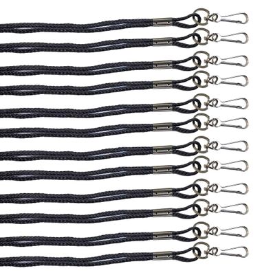 Cannon Sports Nylon Lanyards for ID Badges, Whistles & Referees (Black - 12 Pack)
