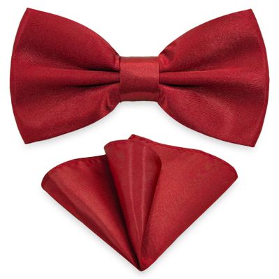 SYAYA Bow Ties for Men, Silk Formal Tuxedo Bow Tie for Boy, Tux Bowtie For Wedding U-SY-B2 (Burgundy - Bow Tie & Handkerchief Set)