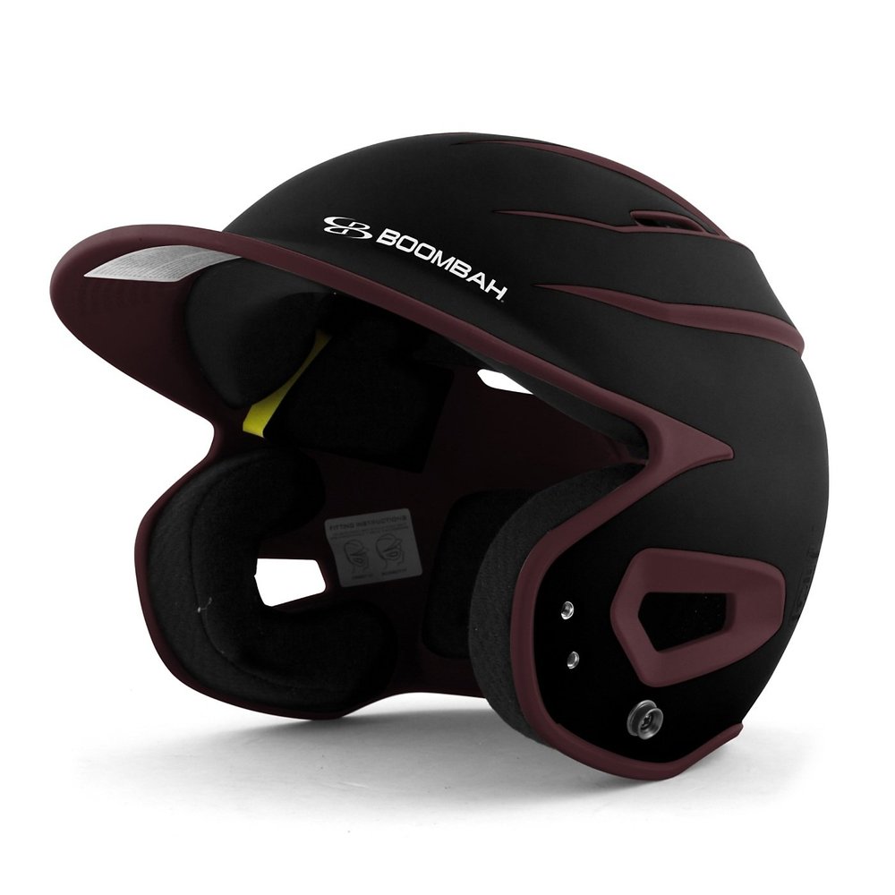 Boombah DEFCON Batting Helmet Sleek Profile Black/Maroon - Size Senior 7" - 7 3/4"