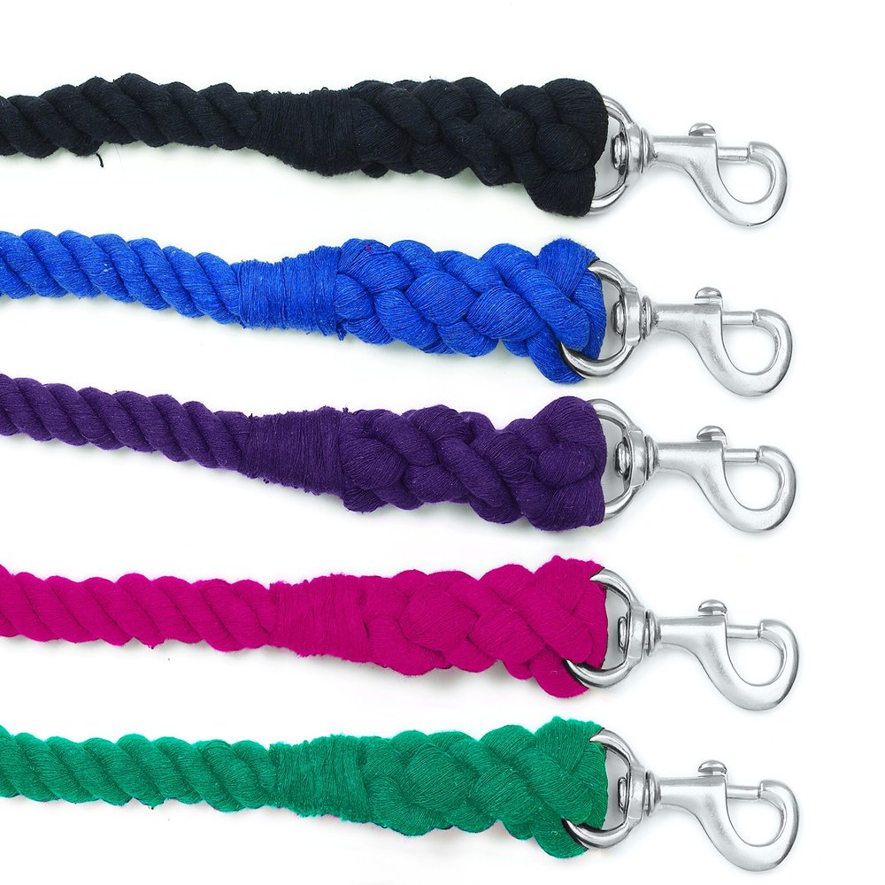 Equi-Essentials 3-PLY Cotton Horse Lead with Chrome Plated SNAP, 8-FT, Turquoise