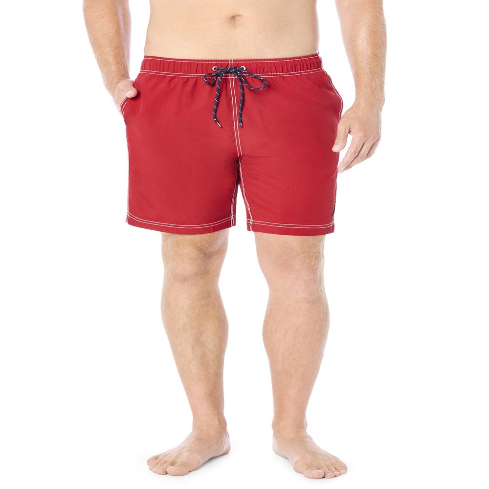 Nautica Men's Standard Solid Quick Dry Classic Logo Swim Trunk, Nautica Red, X-Large