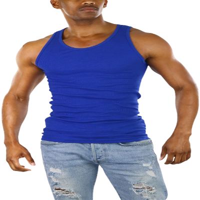 ToBeInStyle Men's Single A-Shirt Tank Top Undershirt- Blue - 3XL