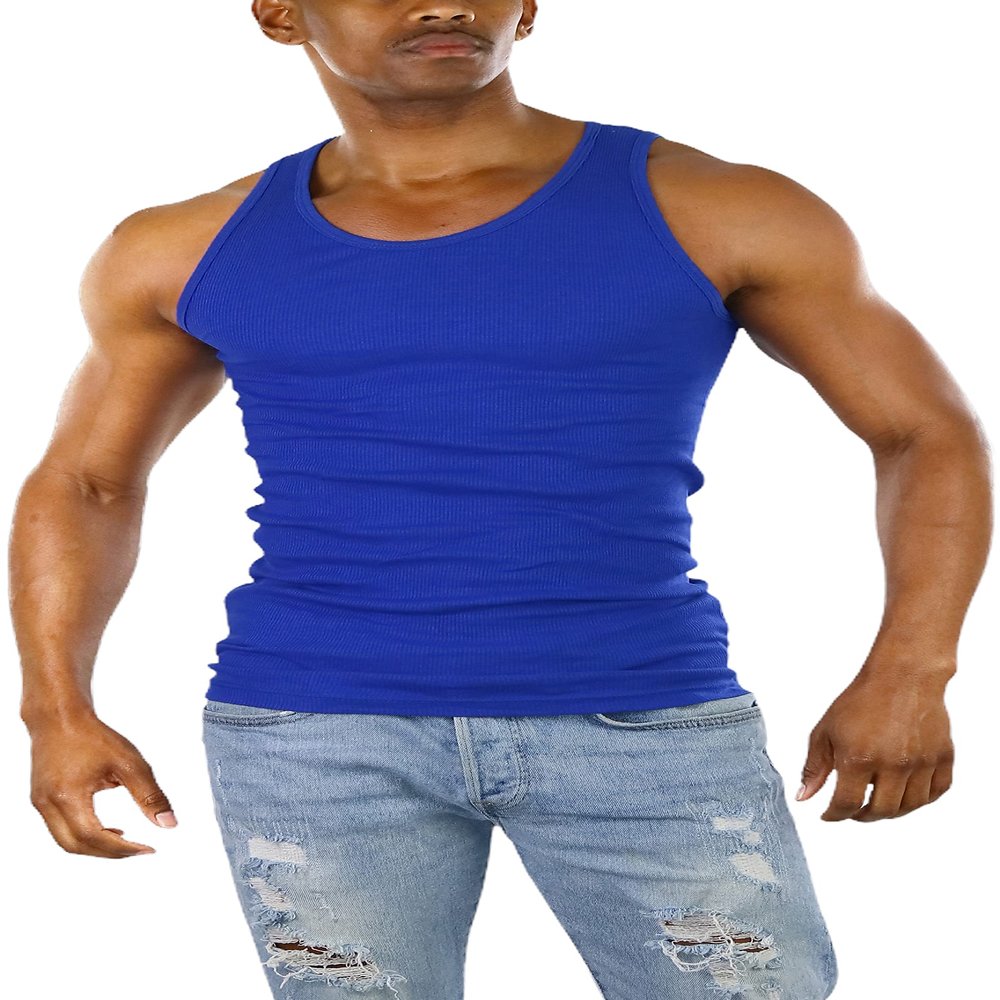 ToBeInStyle Men's Single A-Shirt Tank Top Undershirt- Blue - 3XL