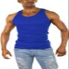 ToBeInStyle Men's Single A-Shirt Tank Top Undershirt- Blue - 3XL view 1