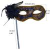 AZYOUNG Woman's Christmas Halloween Black Purple Red White Feather Flower Plastic Masquerade Mask on Stick,(Blue) view 2